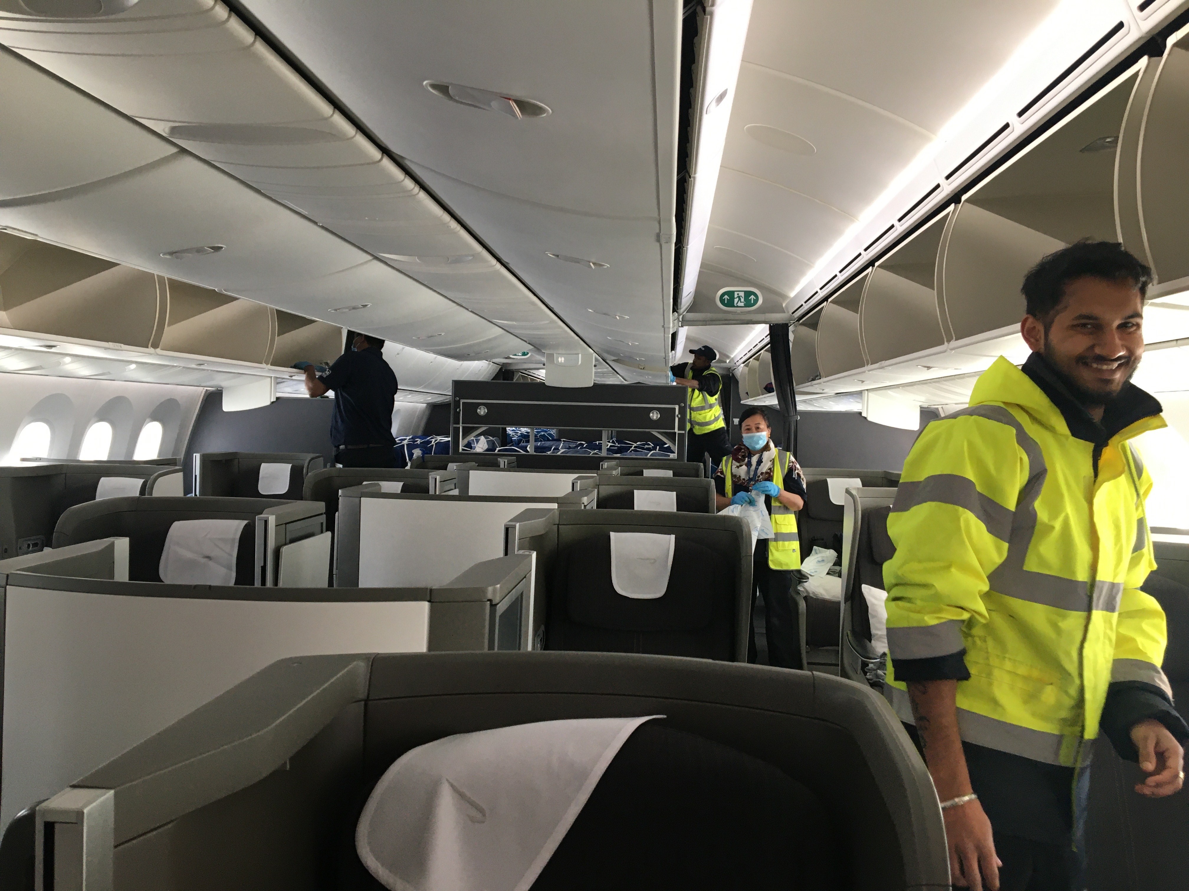 Menzies BA Ultra team deepcleaning an aircraft cabin