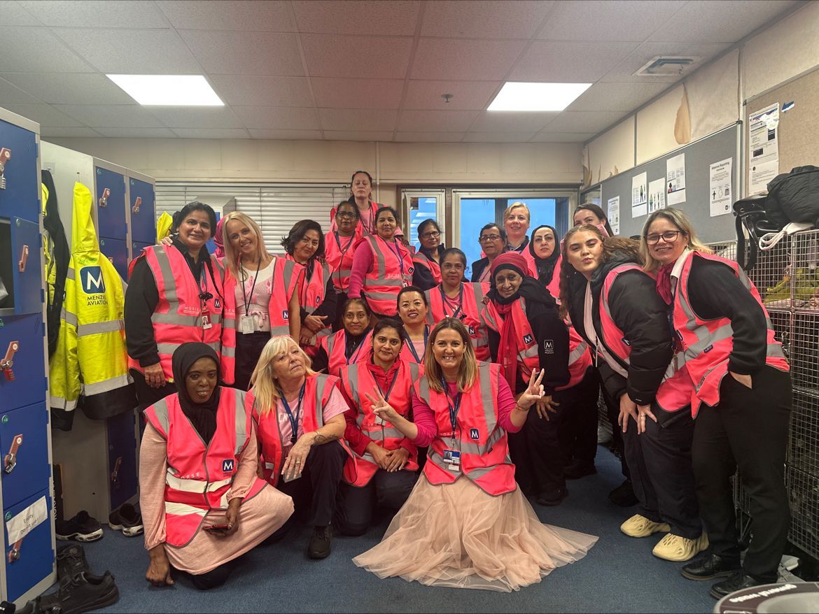 London Heathrow team dressed in pink