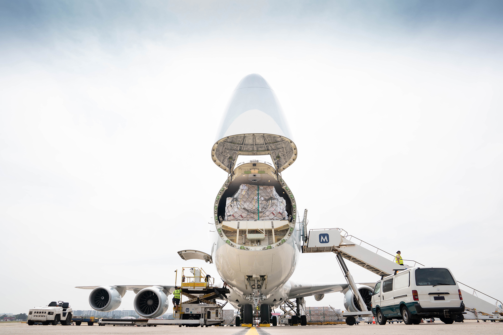 Cargo plane being loaded