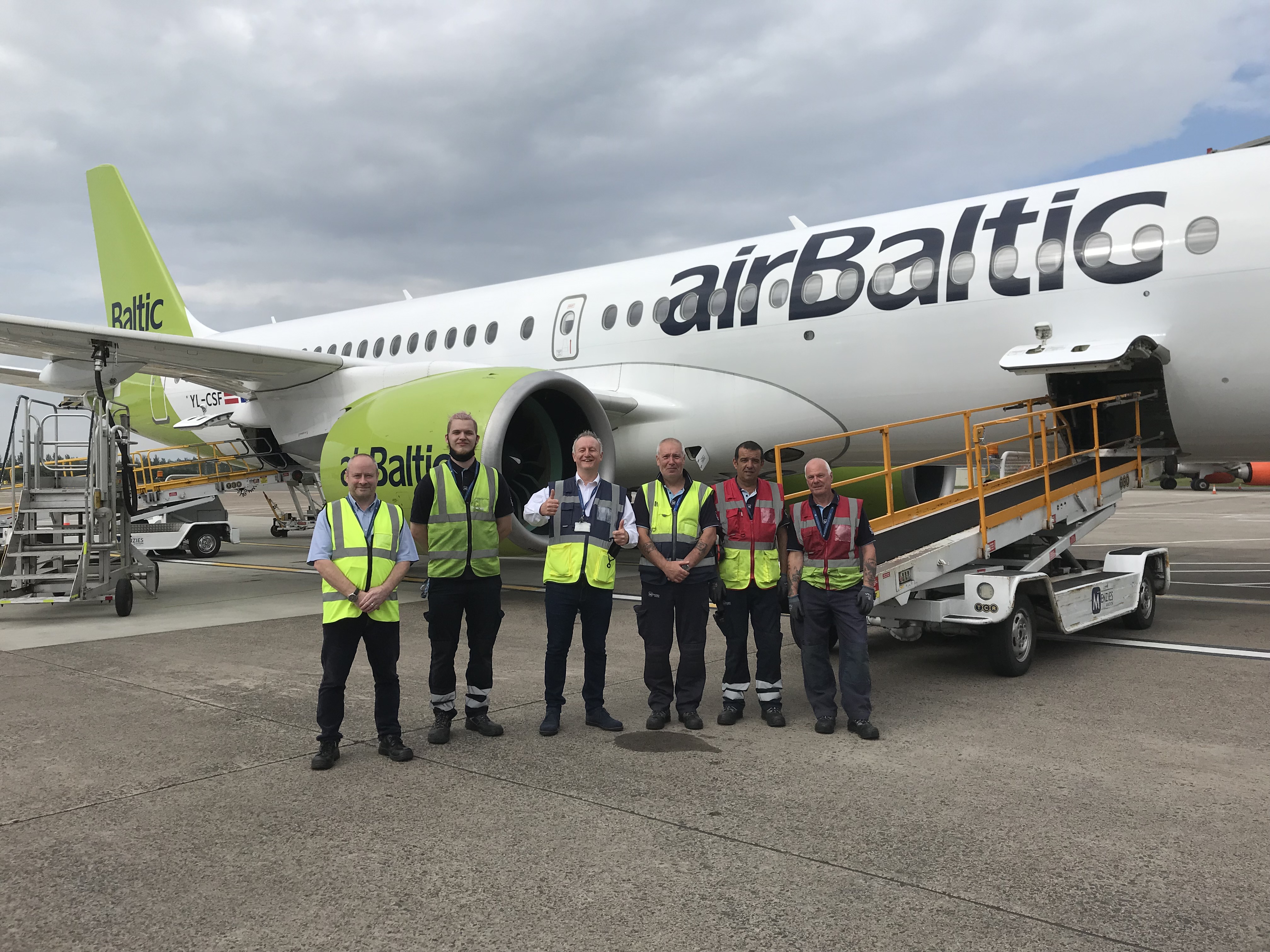 Edinburgh team with inaugural AIr Baltic flight