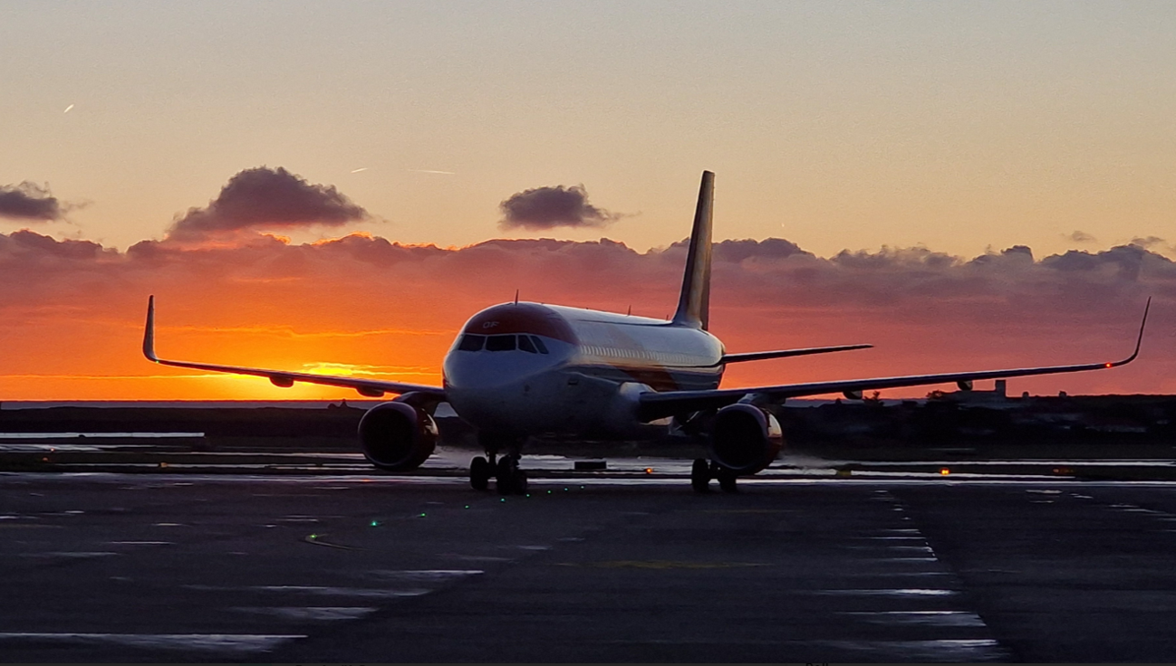 easyJet against an orange sky