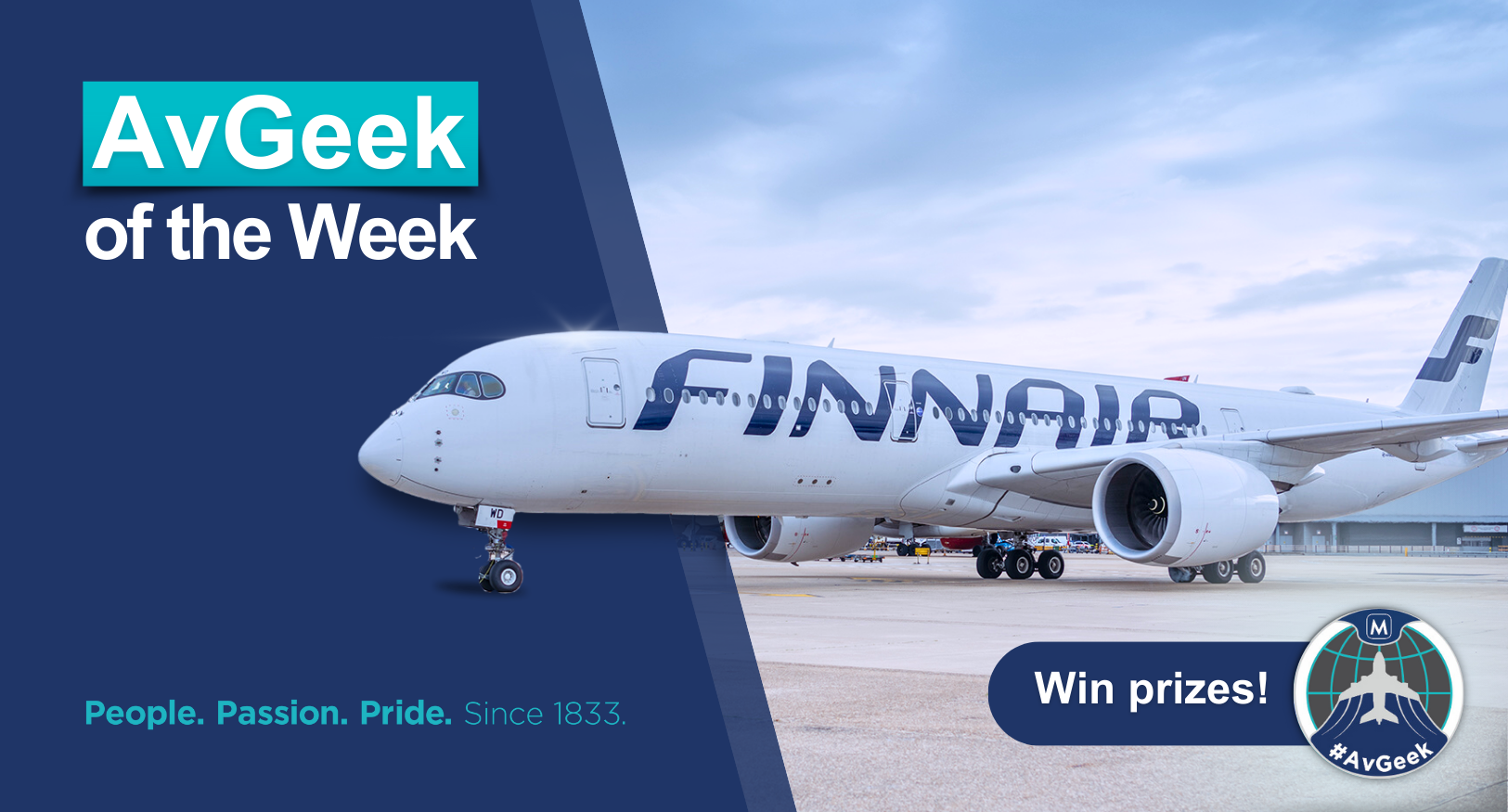 A Finnair Airbus A350-900 on the ramp.