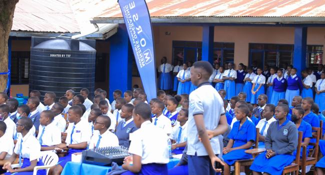 School children in Entebbe who will receive the computers School children in Entebbe who will receive the computers